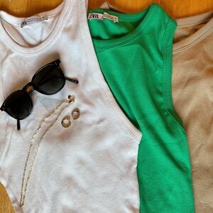 zara set of 3 crop tank tops